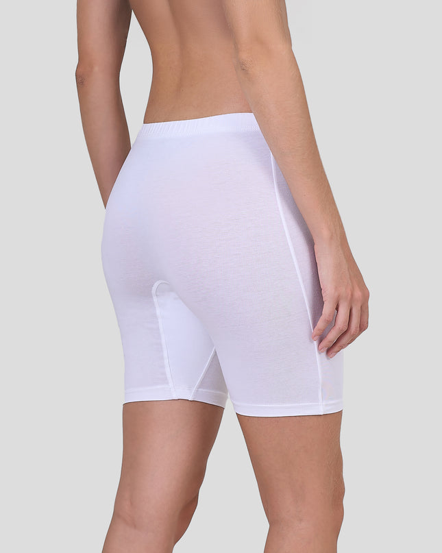 Dice White athletic shorts worn by a person on a plain background