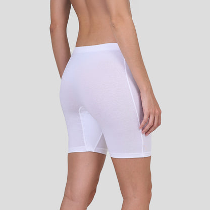 Dice White athletic shorts worn by a person on a plain background