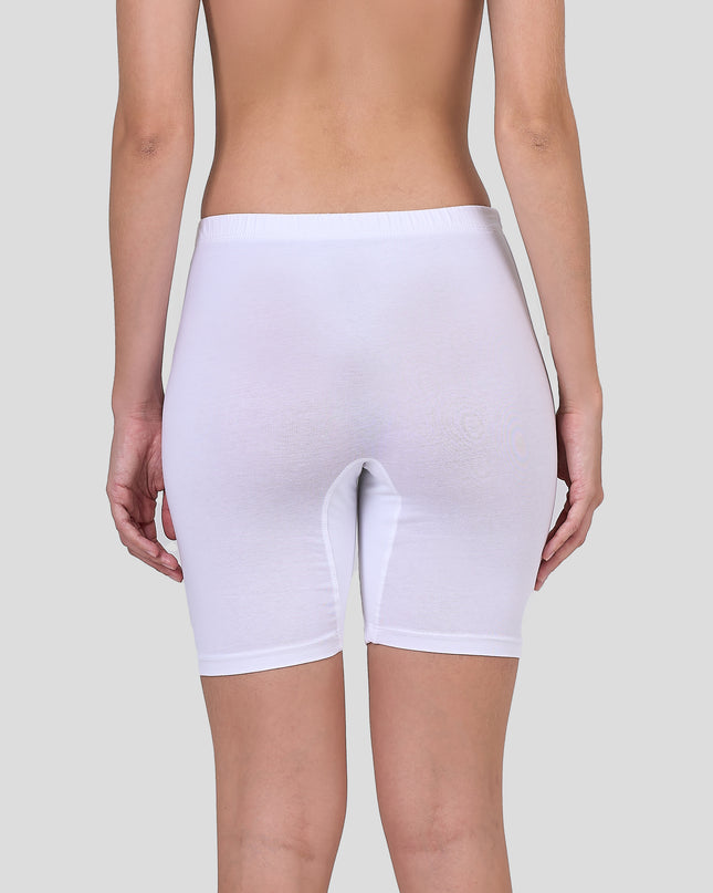 Dice White shapewear shorts worn by a person on a plain background