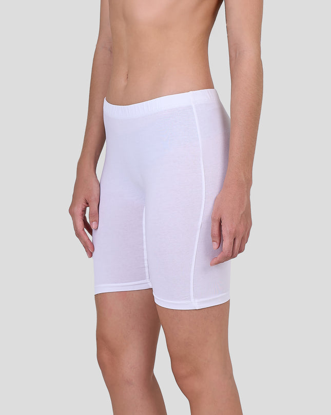 Dice White athletic shorts worn by a person on a plain background