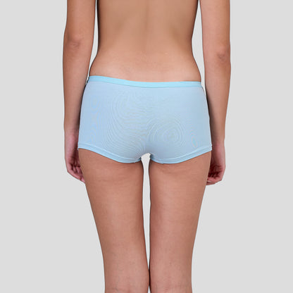 Dice Light blue underwear worn by a person on a plain background