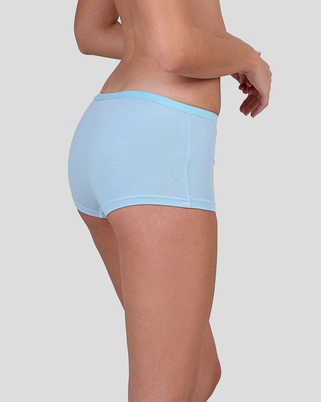 Dice Light blue underwear worn by a person on a plain background