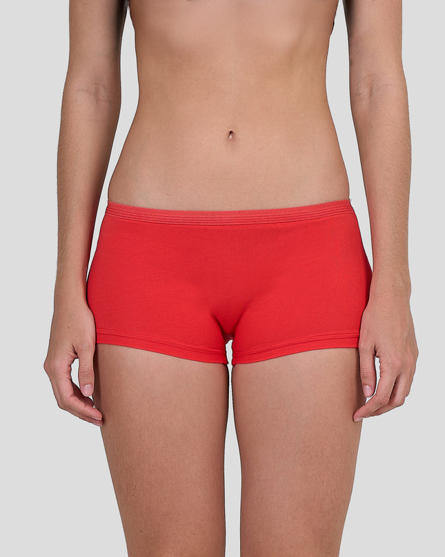 Dice Red athletic shorts worn by a person on a plain background