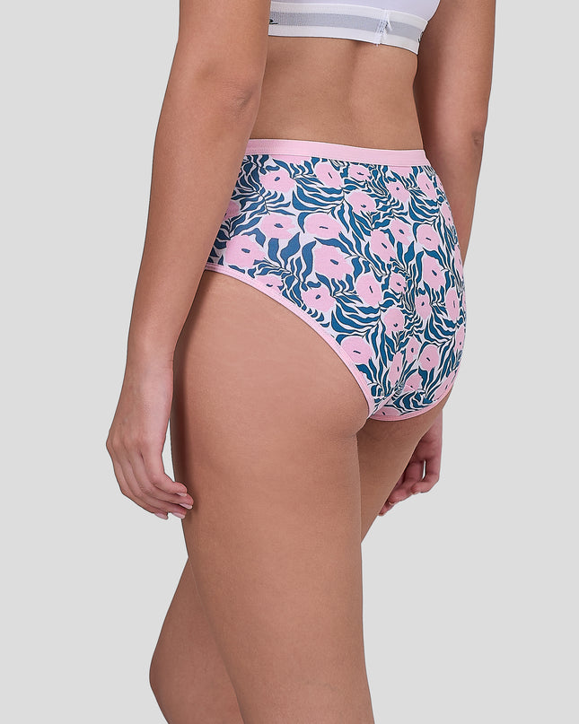 Dice Floral patterned underwear on a plain background