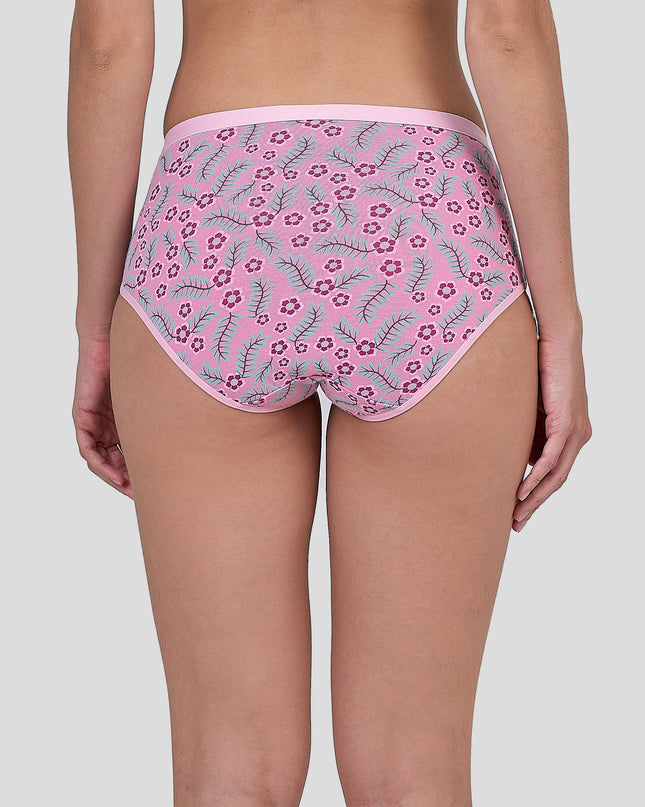 Dice Pink floral-patterned underwear worn by a person on a plain background