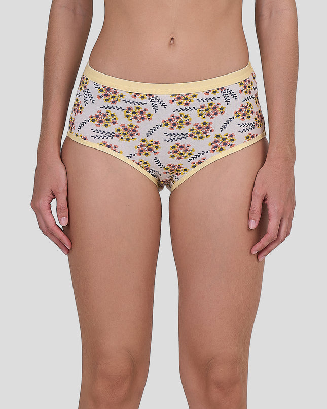 Dice Floral-patterned underwear worn by a person on a plain background