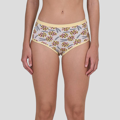Dice Floral-patterned underwear worn by a person on a plain background