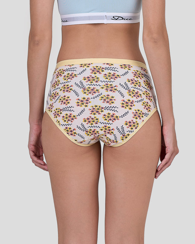 Dice Floral-patterned underwear worn by a person on a plain background