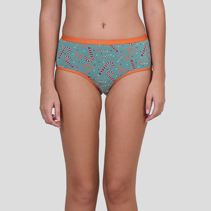 Dice Patterned underwear worn by a person on a plain background