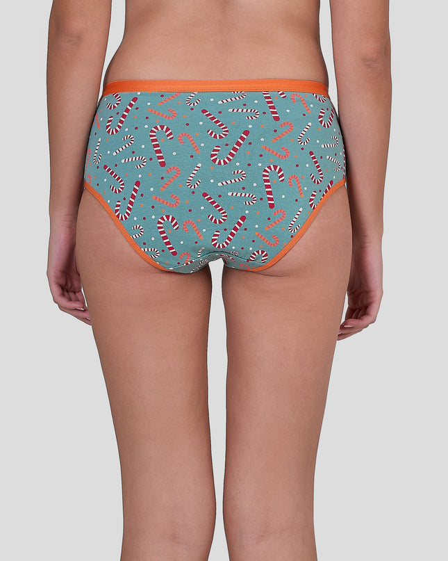 Dice Patterned underwear with candy cane design on a plain background