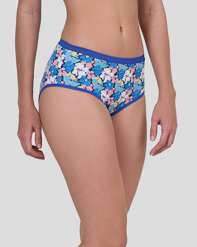 Dice Floral-patterned underwear worn by a person on a plain background