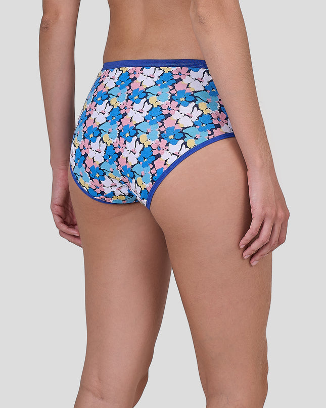 Dice Multicolored floral-patterned underwear on a plain background