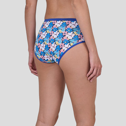 Dice Multicolored floral-patterned underwear on a plain background