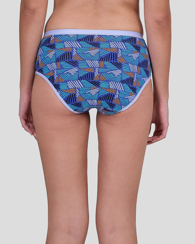Dice Blue patterned underwear worn by a person on a plain background