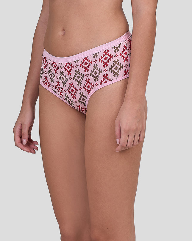 Dice Pink patterned underwear worn by a person on a light gray background