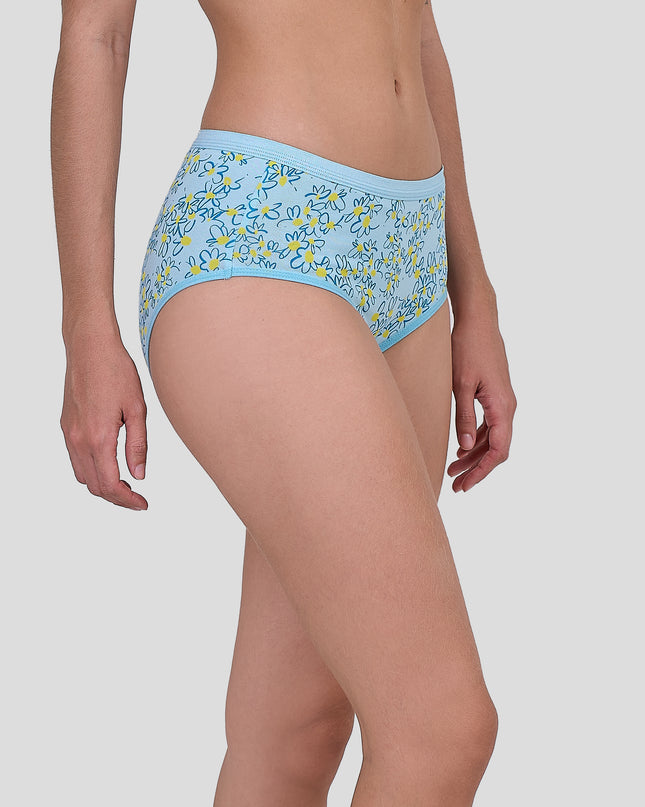 Dice Light blue floral-patterned underwear on a plain background