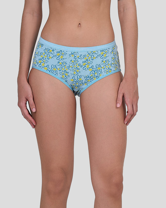 Dice Light blue floral-patterned underwear on a plain background