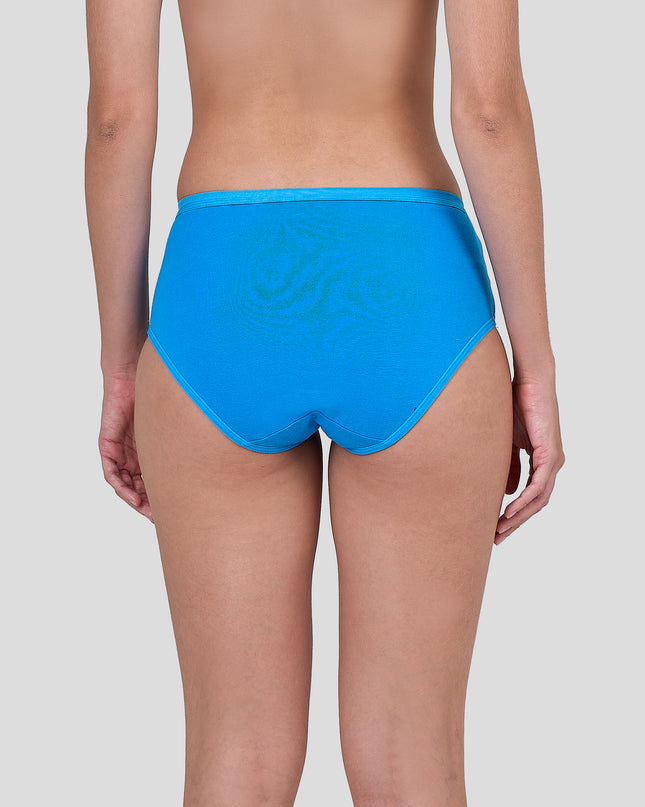 Dice Blue bikini bottom worn by a person on a plain background