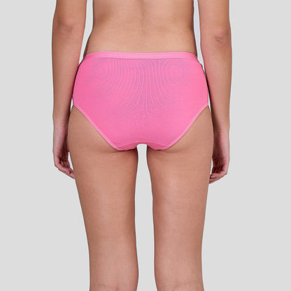 Person wearing Dice bright pink high-waisted underwear on a plain background
