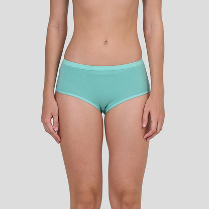 Dice Teal underwear worn by a person on a plain background