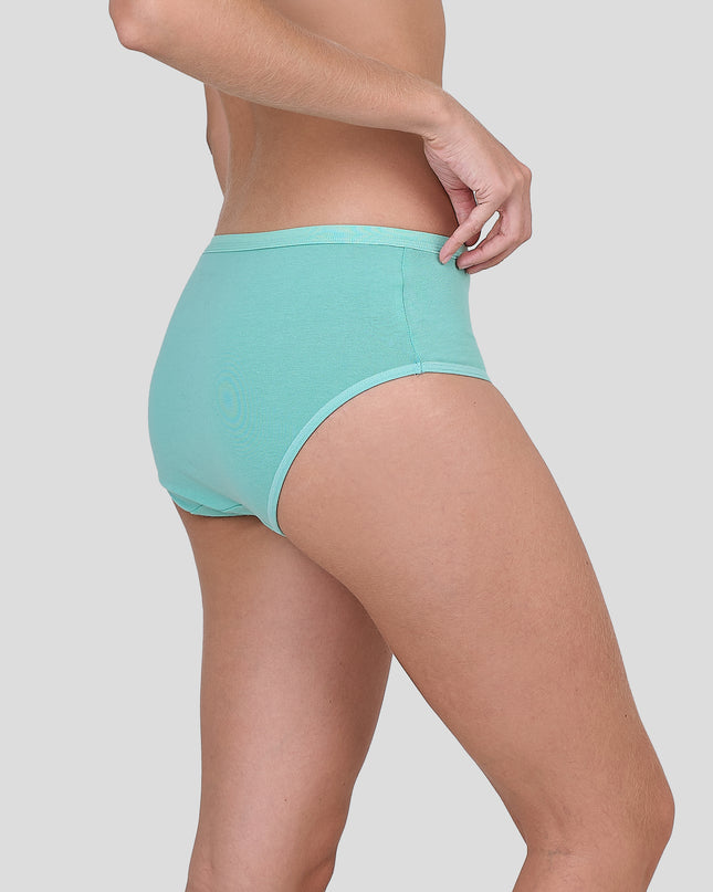 Dice Teal high-waisted underwear worn by a person on a light gray background