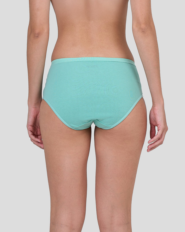 Person wearing a Dice teal underwear on a plain background