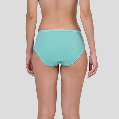 Person wearing a Dice teal underwear on a plain background