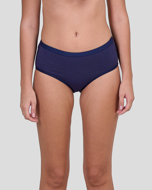 Person wearing Dice navy blue underwear on a light gray background