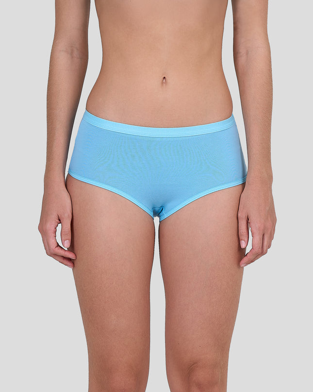 Dice Person wearing light blue underwear on a plain background