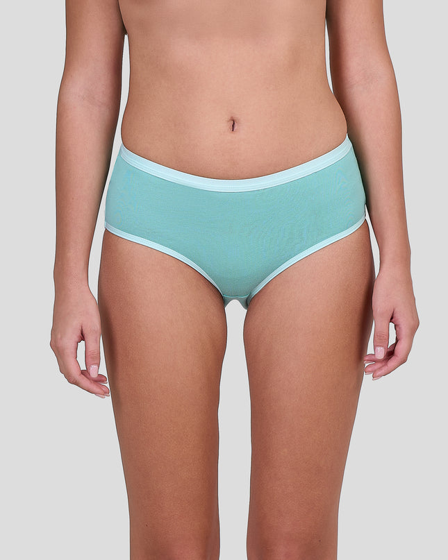 Person wearing a Dice light blue underwear on a plain background