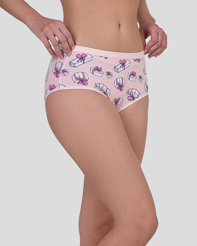 Dice Pink underwear with decorative elements on a plain background