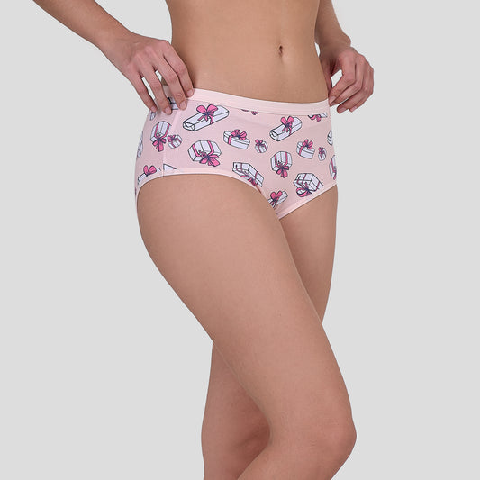 Dice Pink underwear with decorative elements on a plain background