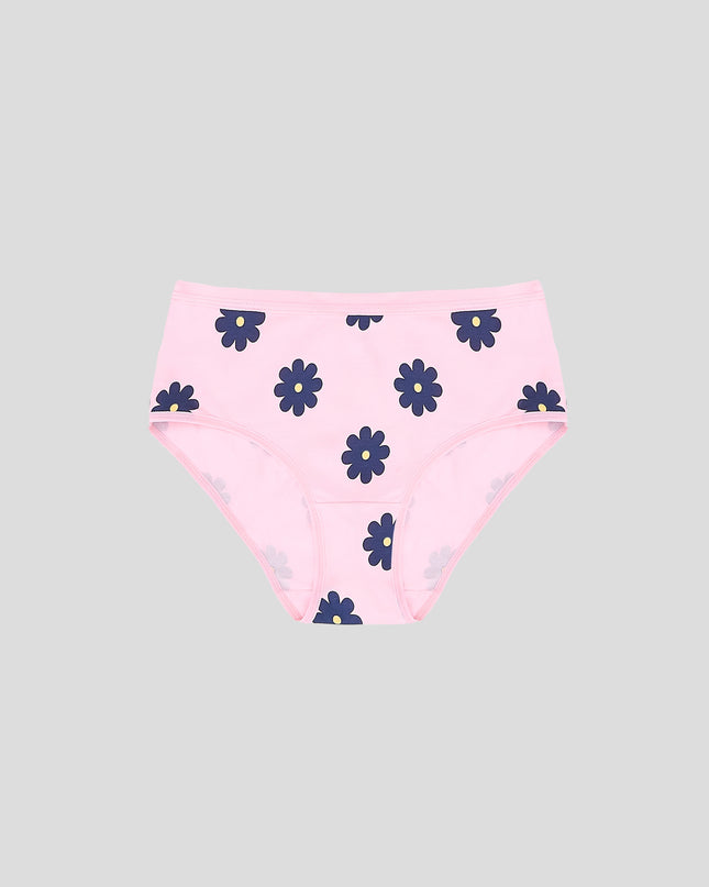 Dice Pink underwear with floral pattern on a gray background