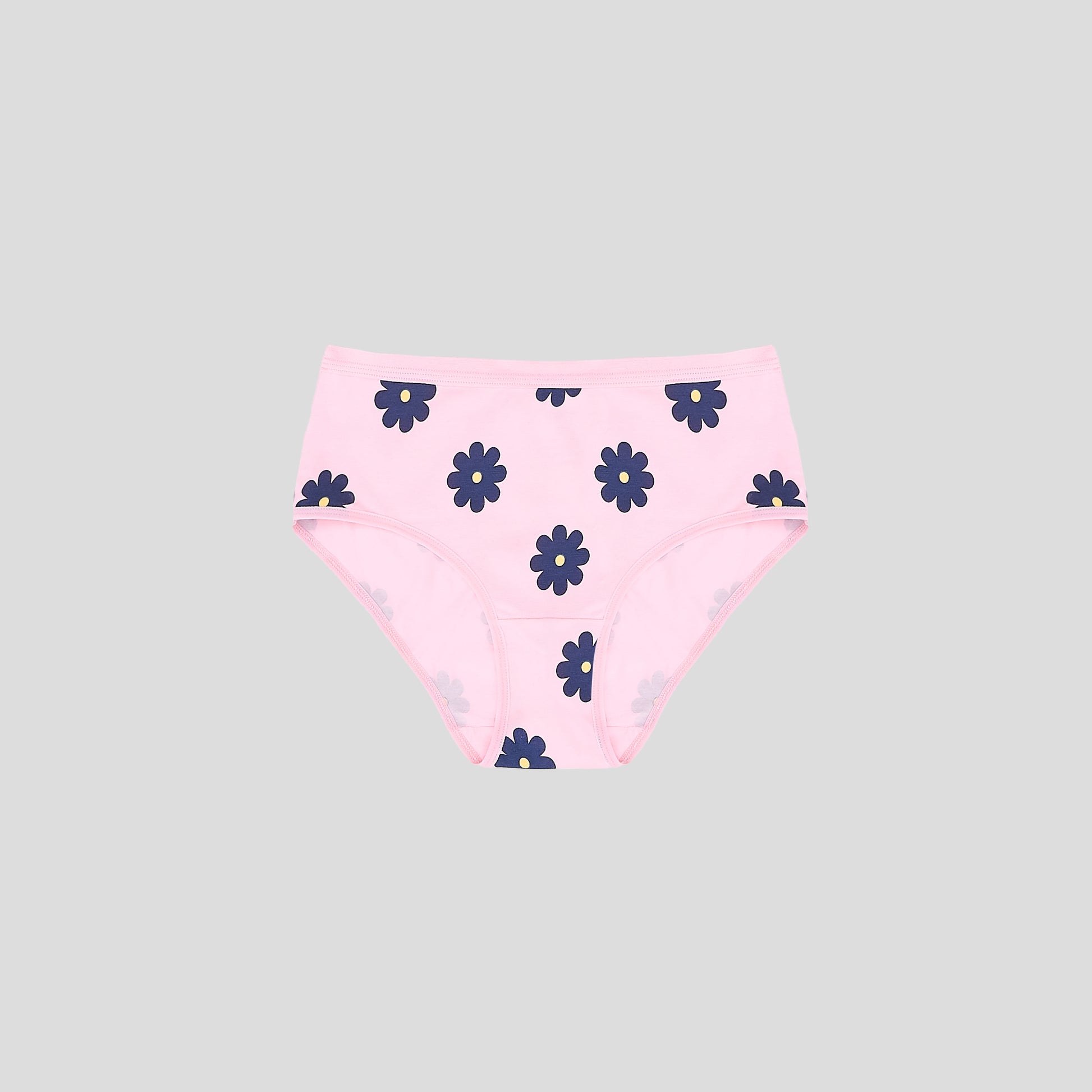 Dice Pink underwear with floral pattern on a gray background