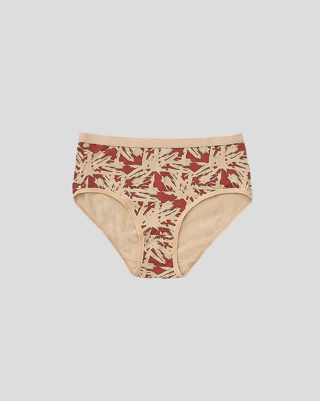 Dice Beige and red patterned underwear on a light gray background
