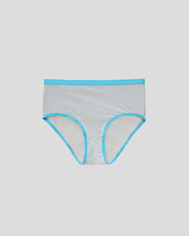 Dice Gray underwear with blue trim on a light gray background