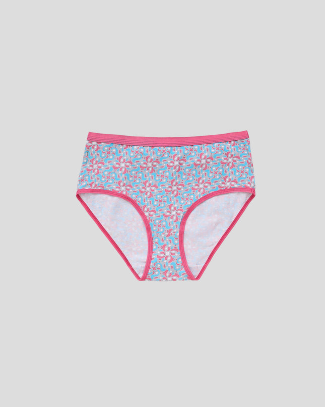 Dice Floral-patterned underwear with pink trim on a light gray background