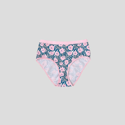 Dice Floral patterned underwear on a gray background
