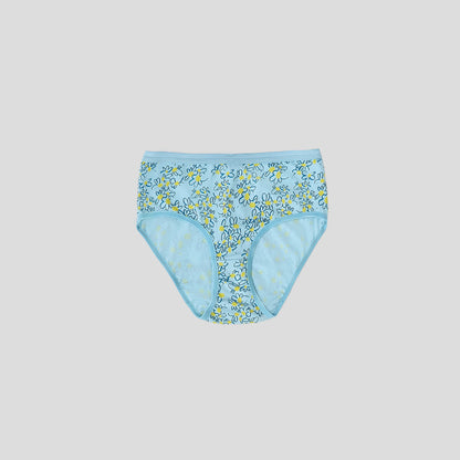 Dice Blue floral-patterned underwear on a gray background