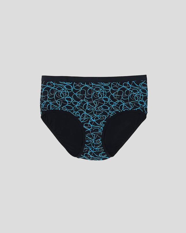 Dice Black underwear with blue pattern on a gray background