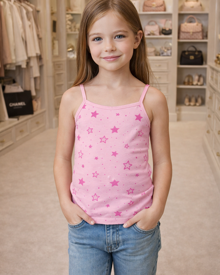 Girl's Printed Tank Top Pack Of 2