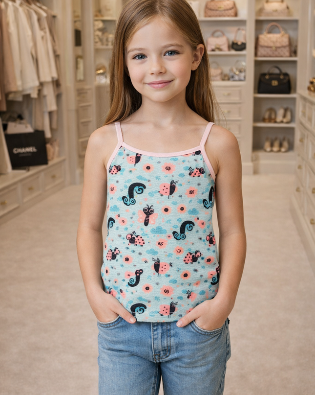 Girl's Printed Tank Top Pack Of 2