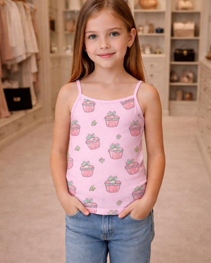 Girl's Printed Tank Top Pack Of 2
