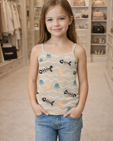Girl's Printed Tank Top Pack Of 2
