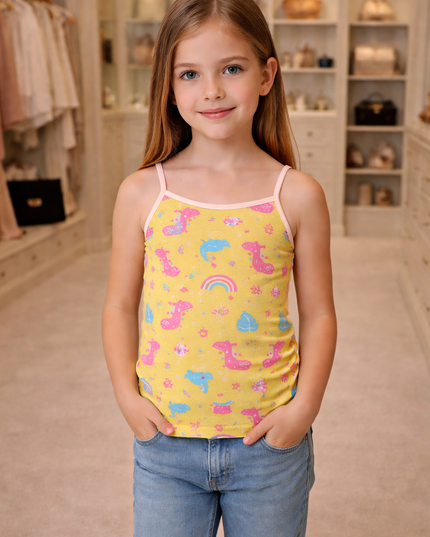 Girl's Printed Tank Top Pack Of 2