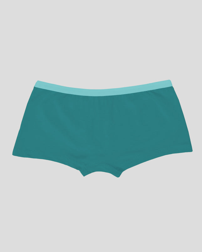 Dice Teal underwear with a light blue waistband on a gray background