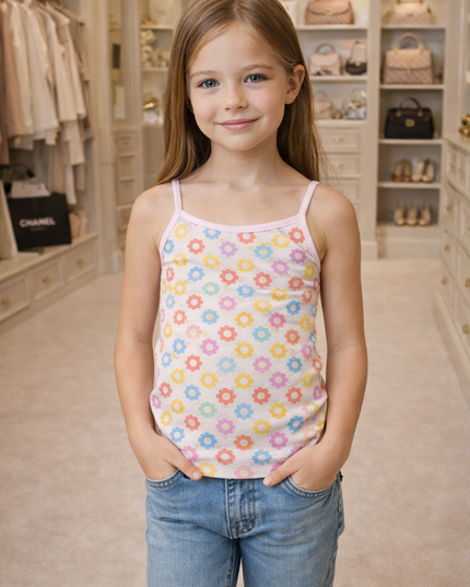 Girl's Printed Tank Top Pack Of 2